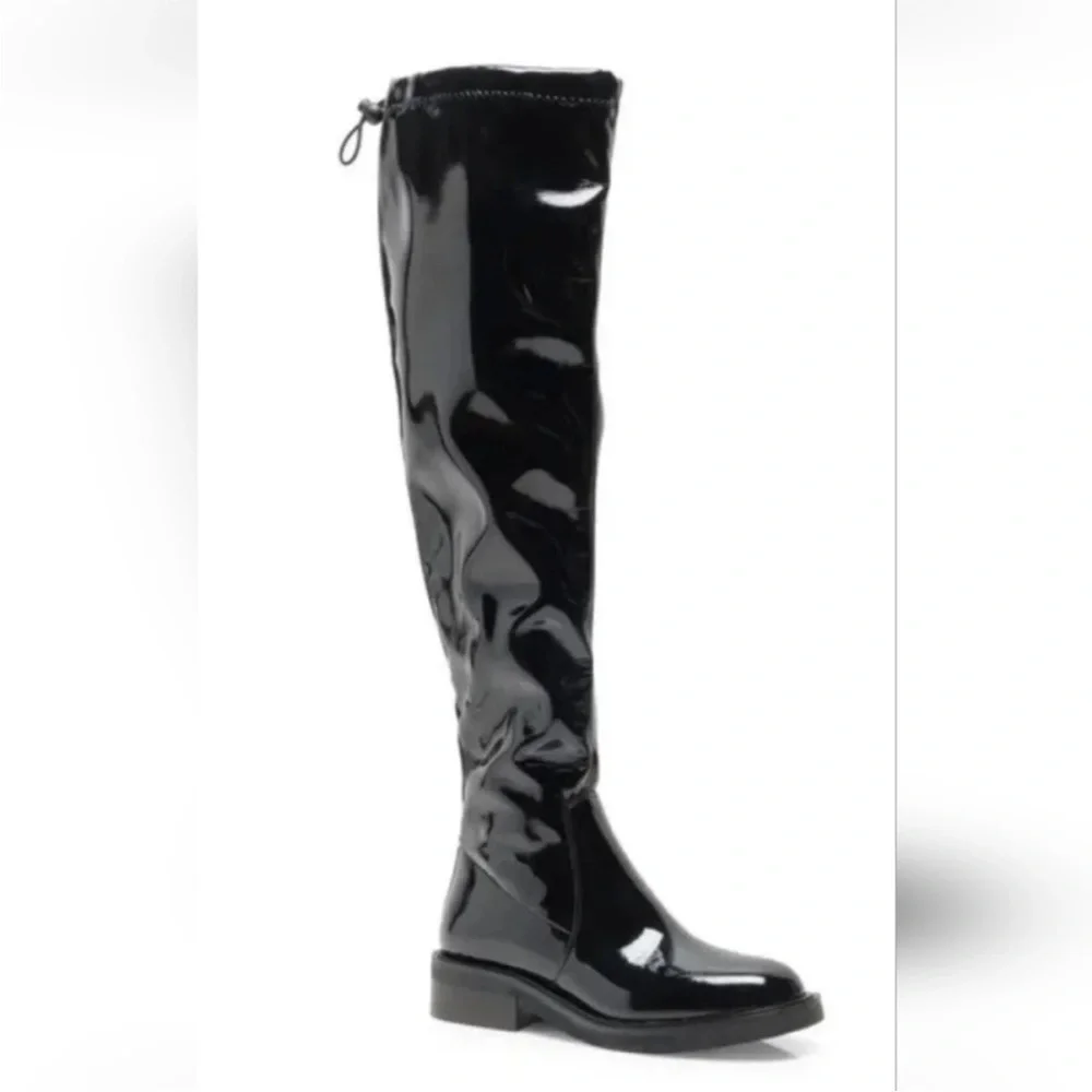 Free People Go Go Gloss Over The Knee Boots Black